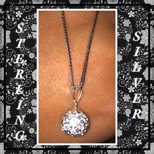 Sterling silver box 18" necklace white Swarovski