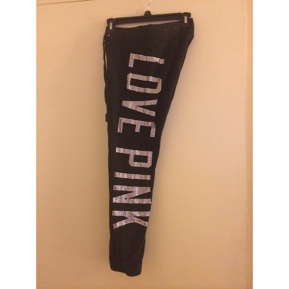 Love pink bling black "skinny pant" bottoms