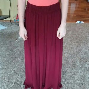 Maroon shire long skirt