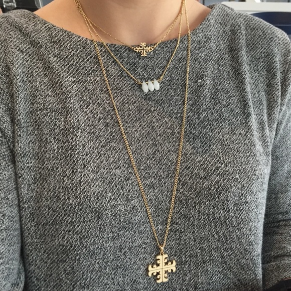 3 Tier Free People Cross and Crystal Necklace