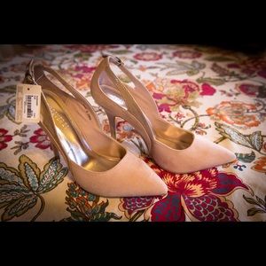 Nude Heels Faux Suede Sz. 8- NWT