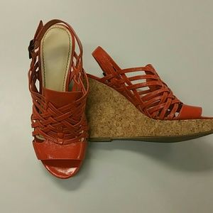 Pretty orange wedge shoes
