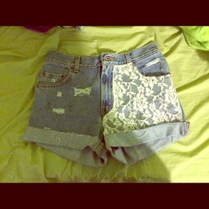 High waisted lace shorts