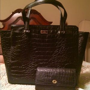 NWT Kate Spade black leather "Elissa" handbag.