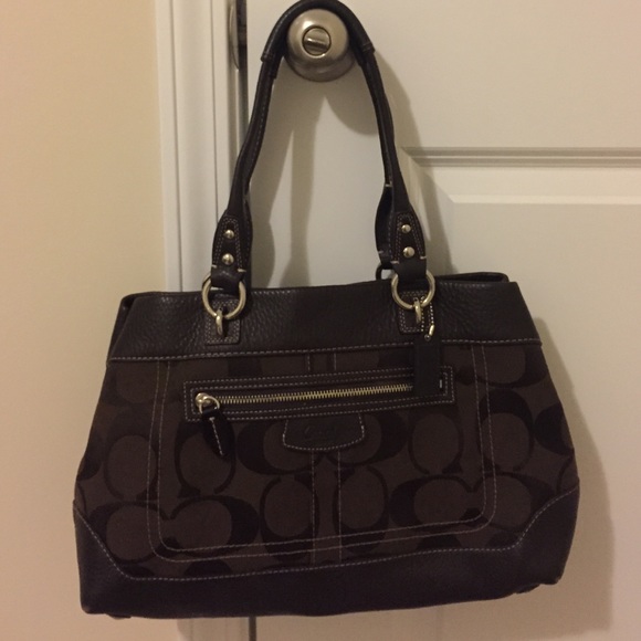 Brown Coach canvas handbag