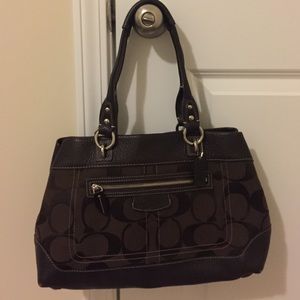 Brown Coach canvas handbag