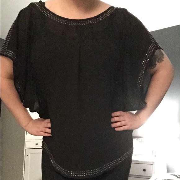Sheer Black Embellished Top