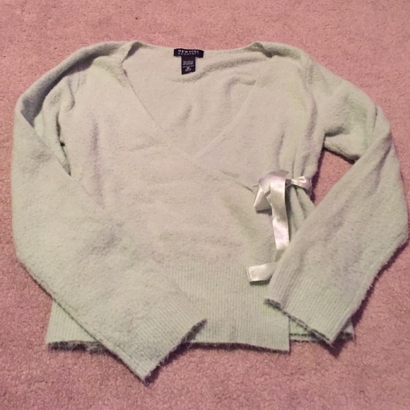 Mint green wrap sweater