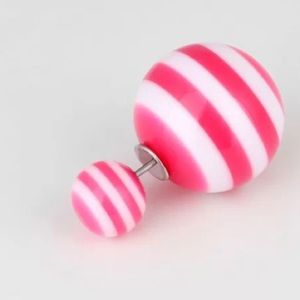 Pink Stripe Tribal Earrings