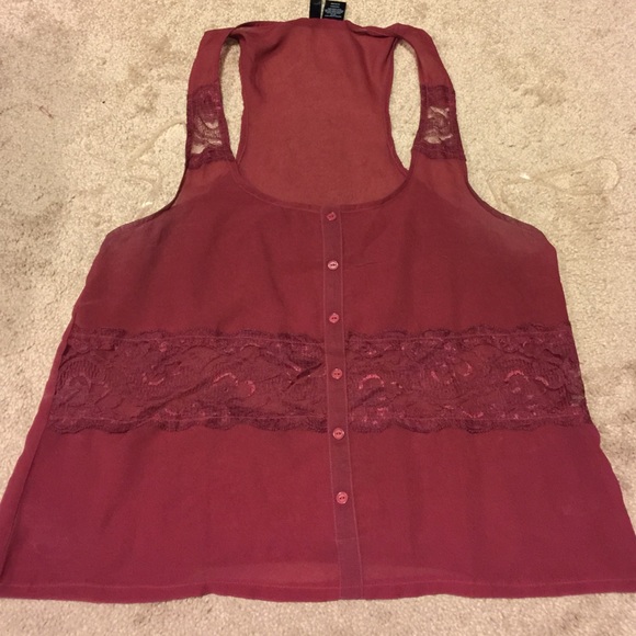 Sheer and lace maroon tank