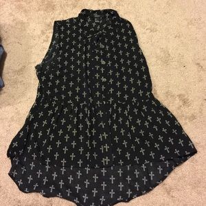 Peplum style hi low cross tank