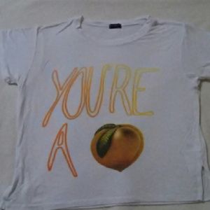 Brandy Melville white "you're a peach" crop top