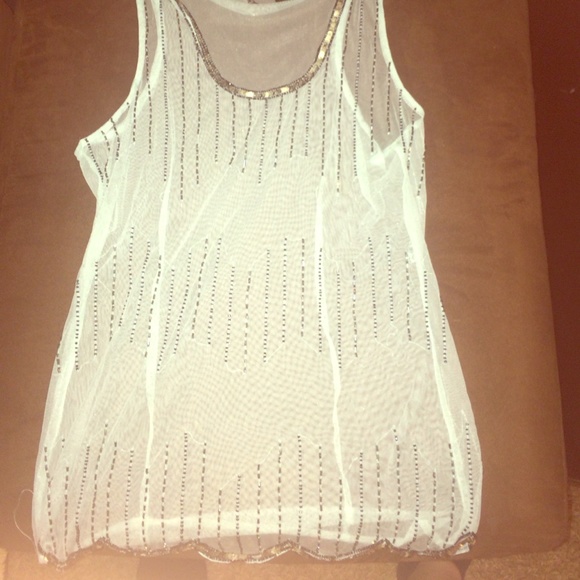 Tiffany blue beaded tank by BKE boutique