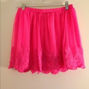 bright pink skirt