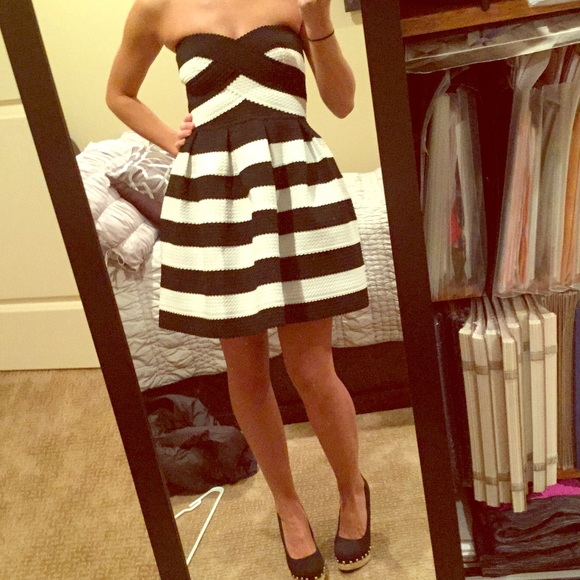 NWOT Black & White Bandage Fit & Flare Dress