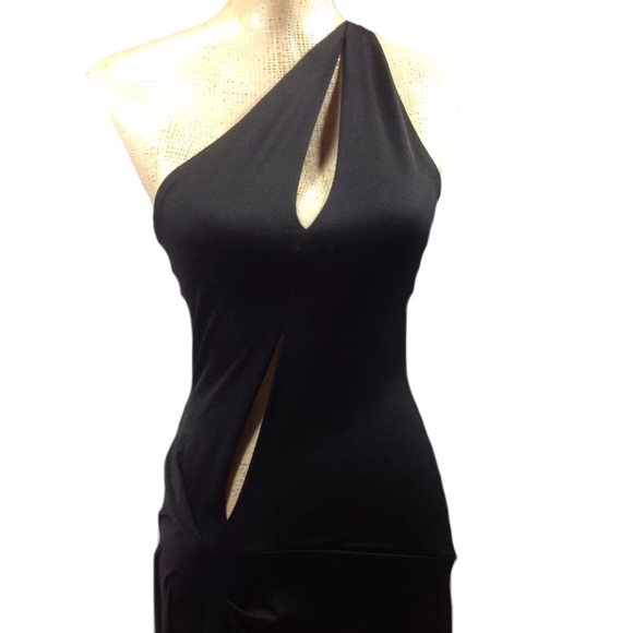 Black Sexy Cutouts High Slit Full Length Dress - Picture 4 of 4