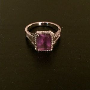 Amethyst emerald cut ring