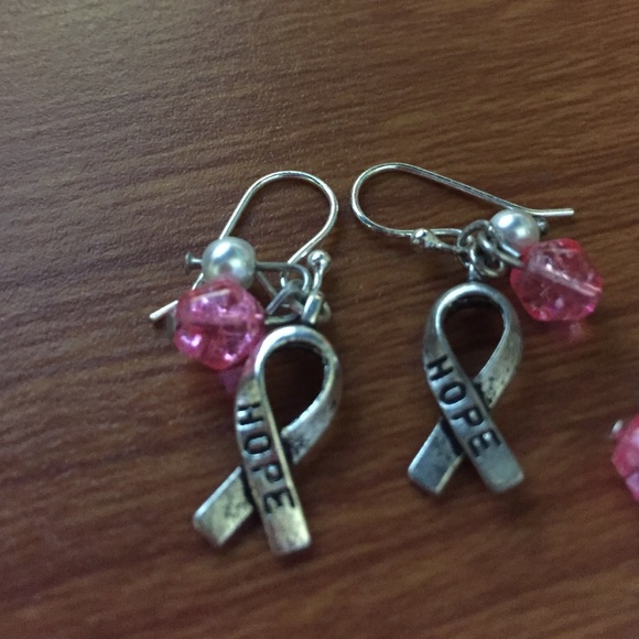 Breast cancer dangle earrings - Picture 2 of 3