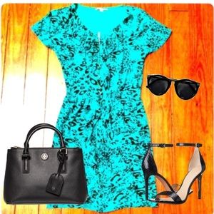 🎉HP🎉 Gianni Bini Teal Leopard Print Dress