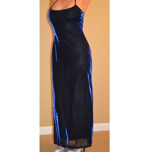 Long blue and black prom dress!!