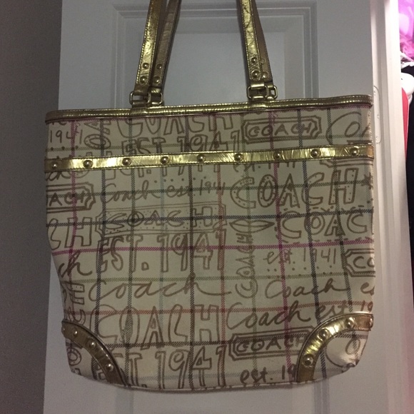 Large Coach scribble tote!    Make an offer