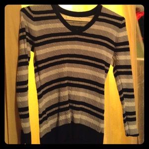 Black and white striped knit sweater