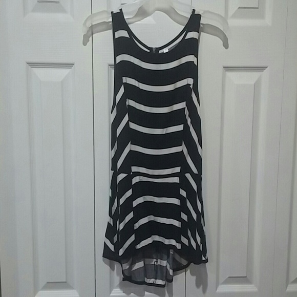 Navy white striped peplum top