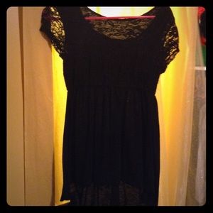 Long black dress shirt with clear/lacy sleeves
