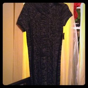 Black/Gray split neck sweater dress