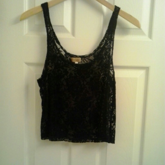 Sold! Black lace crop top