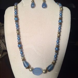 Beautiful Blue Necklace and Earring Set