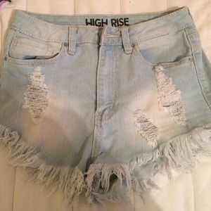 High waisted jean shorts