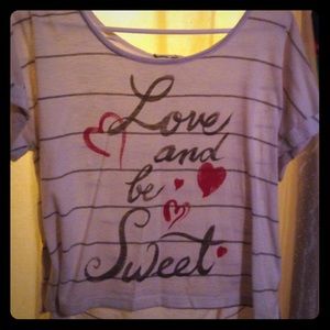 Large white and gray crop top