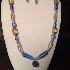 "Blueberries and Cream" Necklace and Earrings set