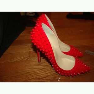 CL Inspired Red Spiked Pumps
