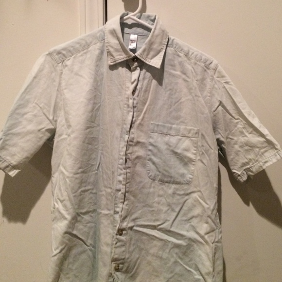 Unisex AA light jean short sleeve collared shirt