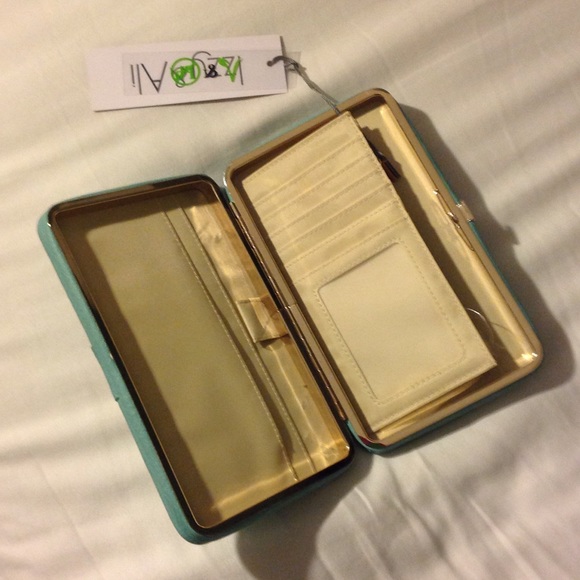 IZZY & ALI teal blue and gold clutch/wallet!! - Picture 2 of 4