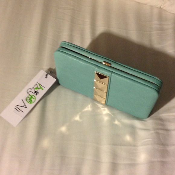 IZZY & ALI teal blue and gold clutch/wallet!! - Picture 3 of 4