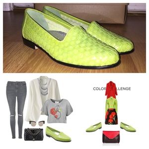 💚Trotters Leather Lime Loafers