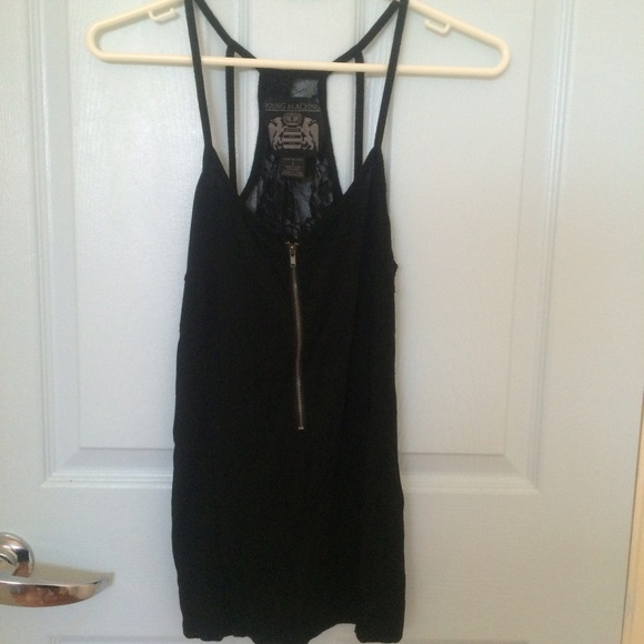 Black zipper lace top