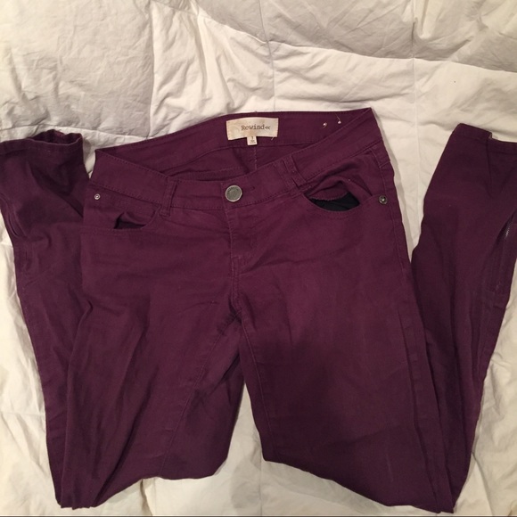 Dark Purple Zipper Ankle Jeans