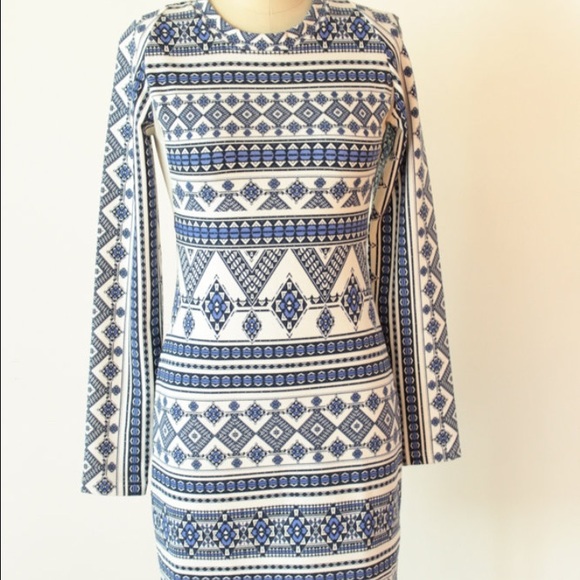 Blue and white Aztec dress size 2
