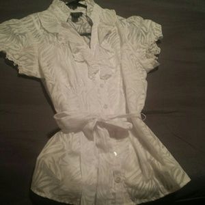 Zebra print top with attached white tank