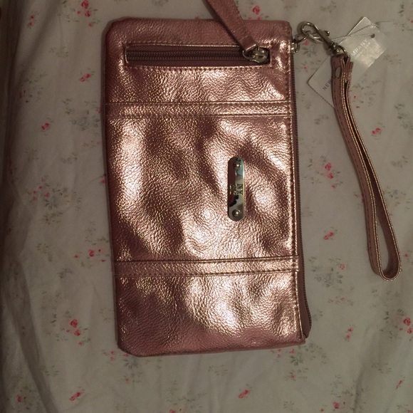 Pink shinny New York and Company wristlet