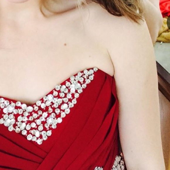 Red Prom Dress - Hemmed, Red - Picture 2 of 3
