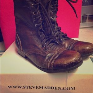Brown Steve Madden Combat Boots