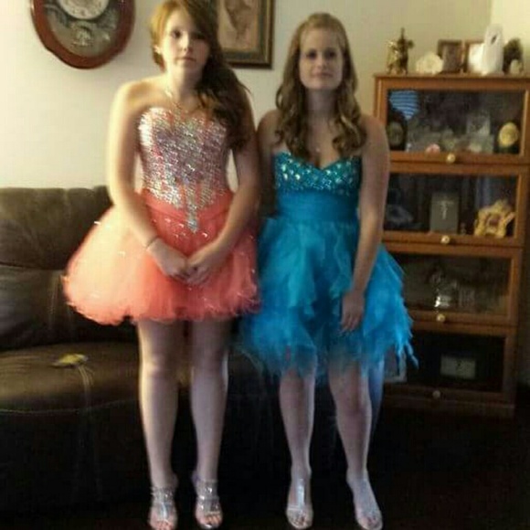 Stunning coral homecoming/prom dress