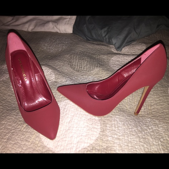 Burgundy pointy toe heels