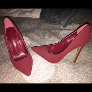 Burgundy pointy toe heels