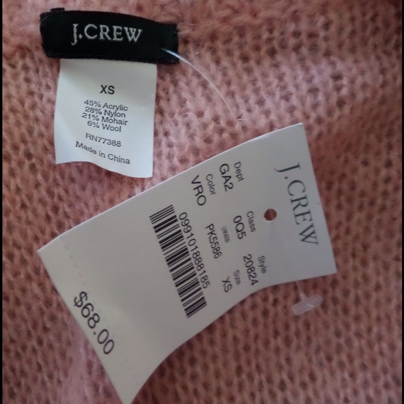 J.CREW Pink Shawl Collar Wool Sweater NWT Sz XS - Picture 4 of 4